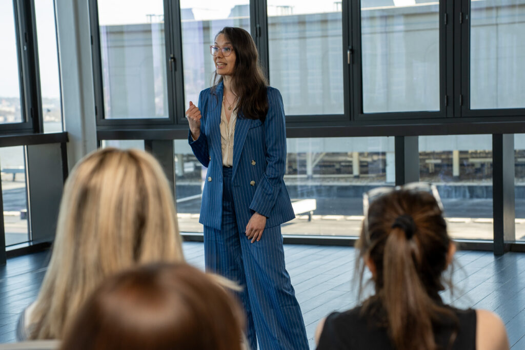 Adele OuYang Speaking with audience